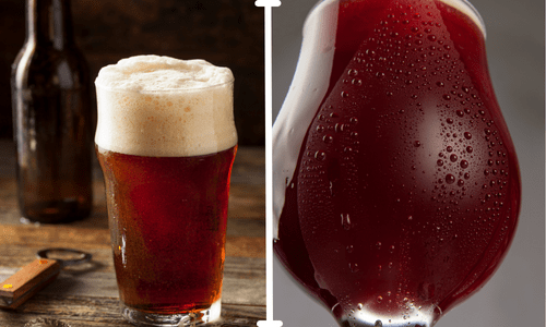 2 photos de verres de bière rousse
